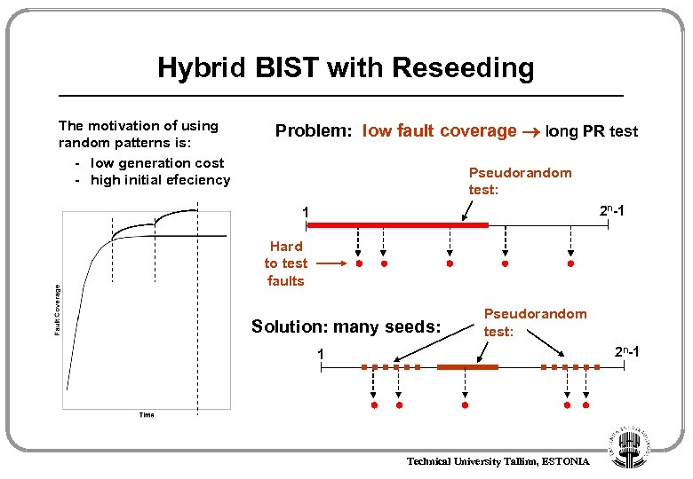 Hybrid BIST with Reseeding The motivation of using random patterns is: - low generation