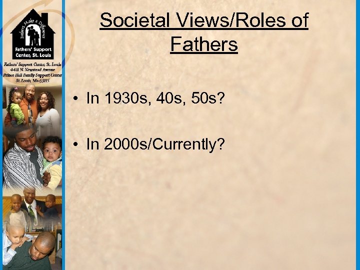 Societal Views/Roles of Fathers • In 1930 s, 40 s, 50 s? • In