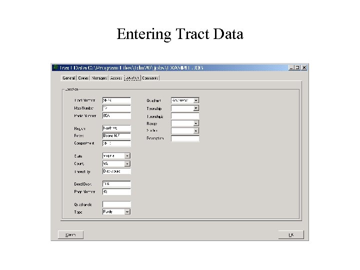 Entering Tract Data 