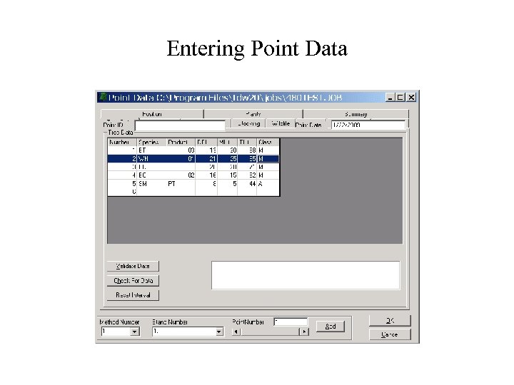Entering Point Data 
