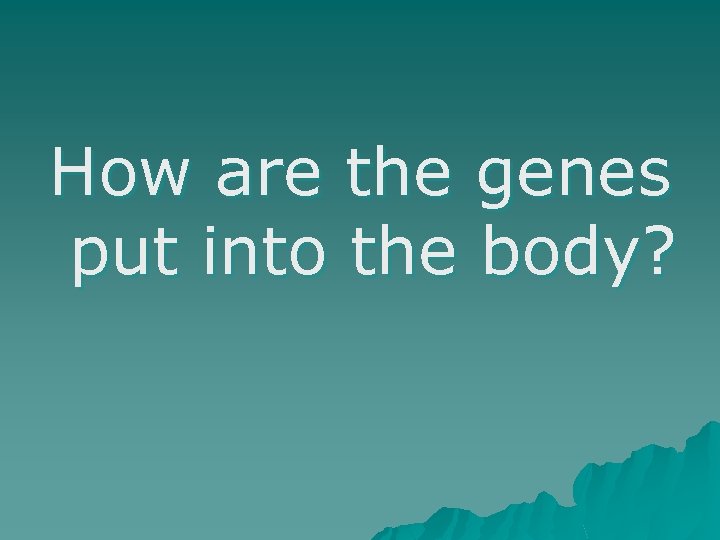 How are the genes put into the body? 