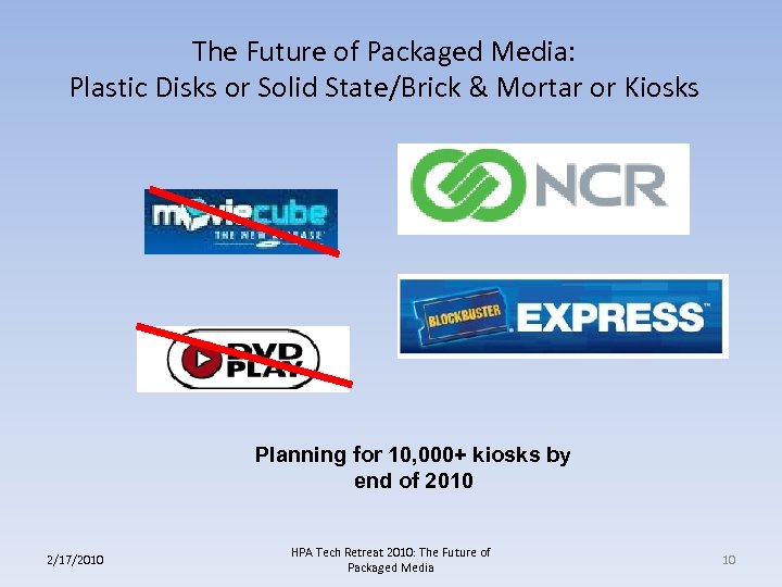The Future of Packaged Media: Plastic Disks or Solid State/Brick & Mortar or Kiosks