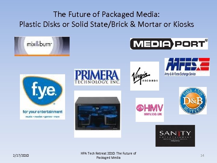 The Future of Packaged Media: Plastic Disks or Solid State/Brick & Mortar or Kiosks