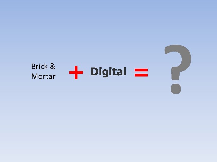 Brick & Mortar + Digital = ? 