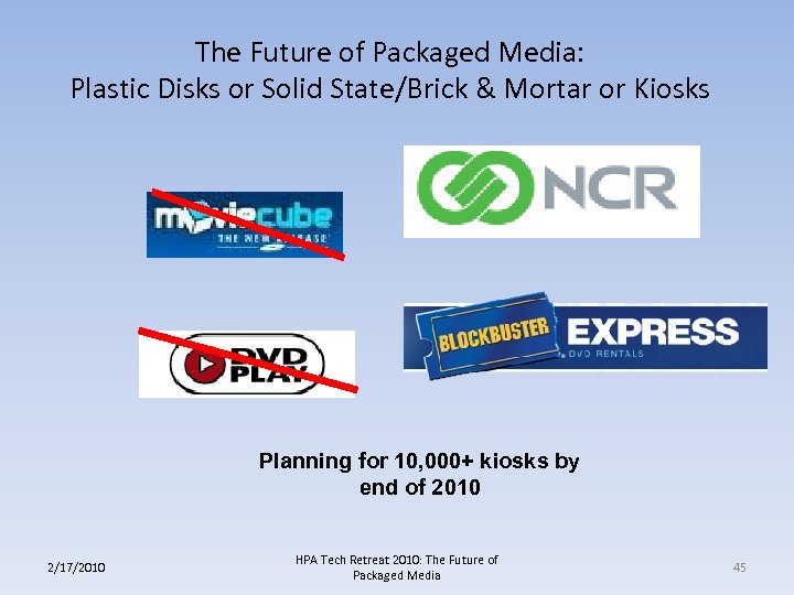 The Future of Packaged Media: Plastic Disks or Solid State/Brick & Mortar or Kiosks