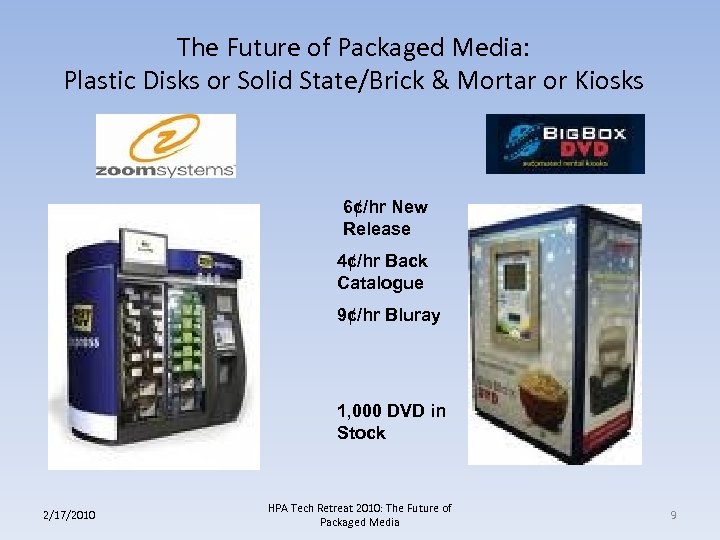 The Future of Packaged Media: Plastic Disks or Solid State/Brick & Mortar or Kiosks