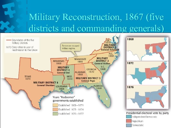 Military Reconstruction, 1867 (five districts and commanding generals) 