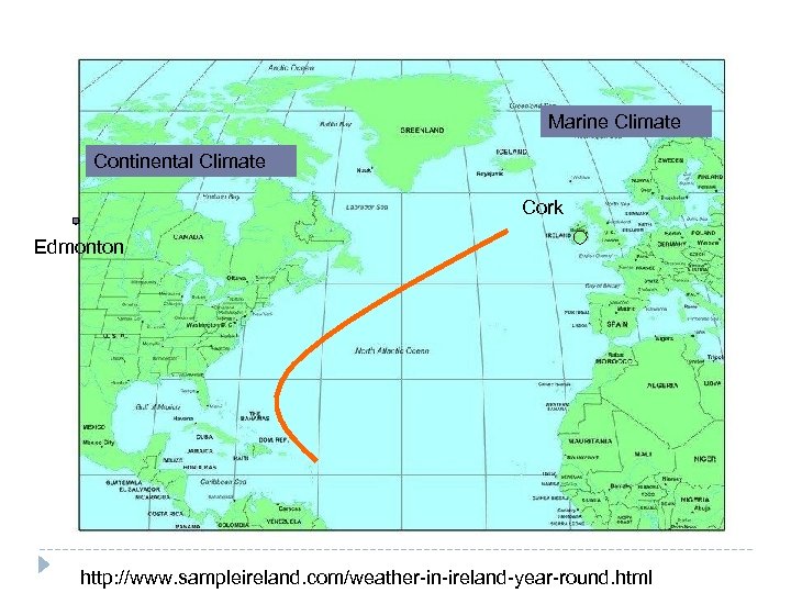 Marine Climate Continental Climate Cork Edmonton http: //www. sampleireland. com/weather-in-ireland-year-round. html 