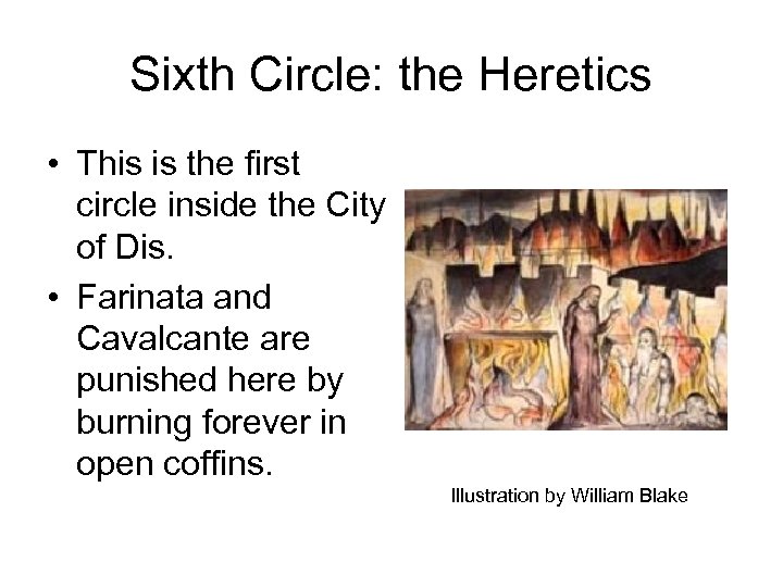 Sixth Circle: the Heretics • This is the first circle inside the City of