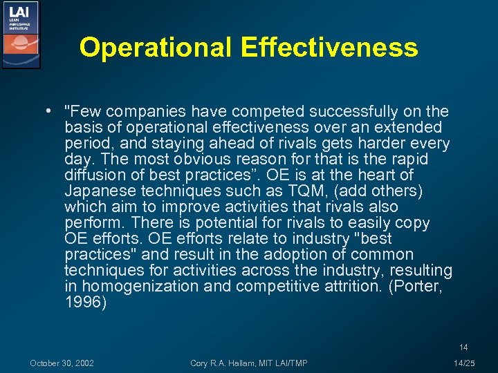 Operational Effectiveness • 