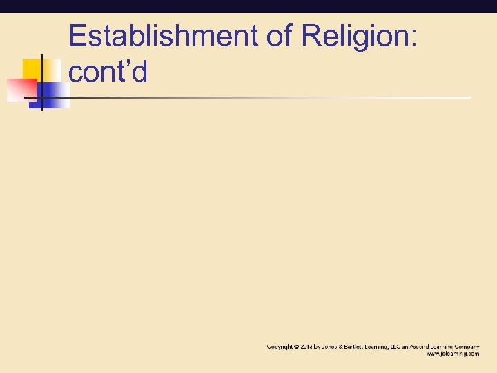 Establishment of Religion: cont’d 