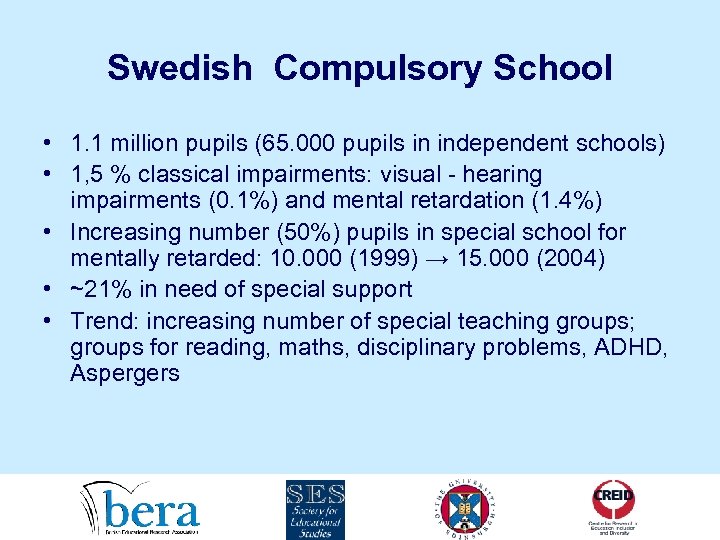 Swedish Compulsory School • 1. 1 million pupils (65. 000 pupils in independent schools)