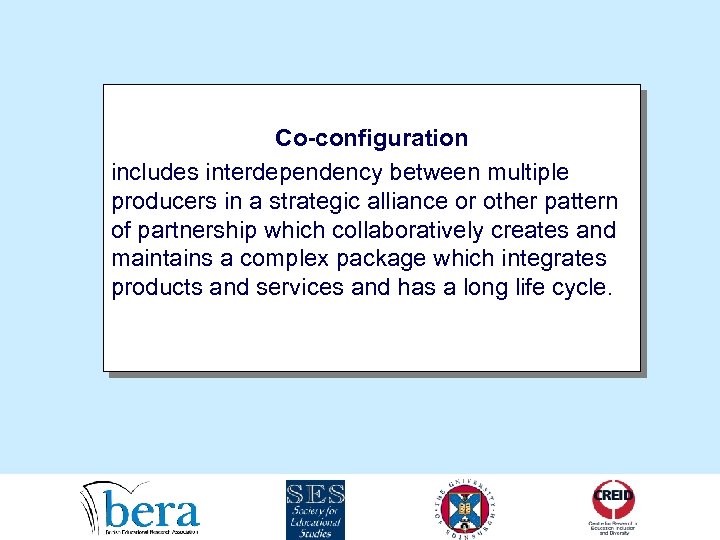 Co-configuration includes interdependency between multiple producers in a strategic alliance or other pattern of