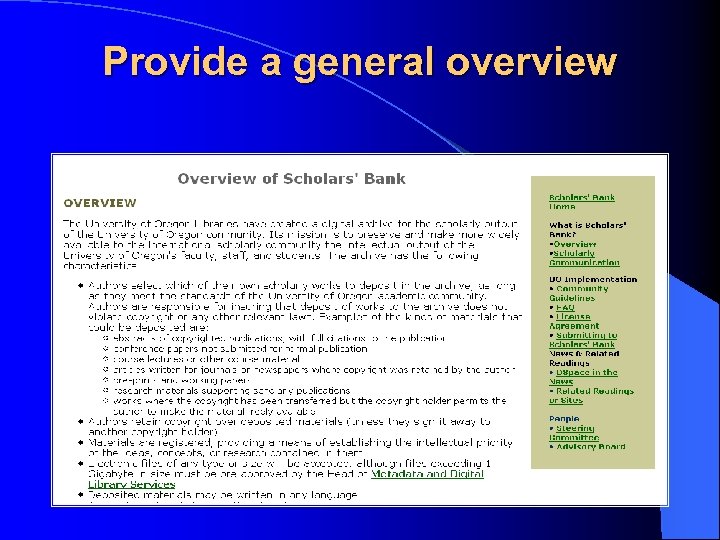 Provide a general overview 