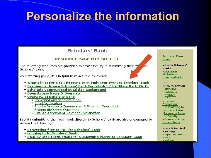 Personalize the information 
