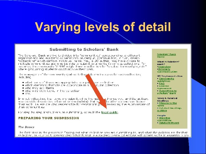 Varying levels of detail 