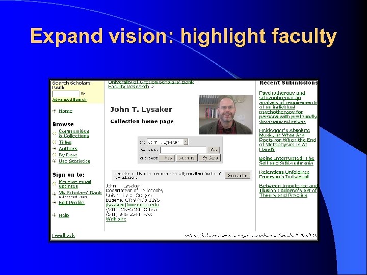 Expand vision: highlight faculty 