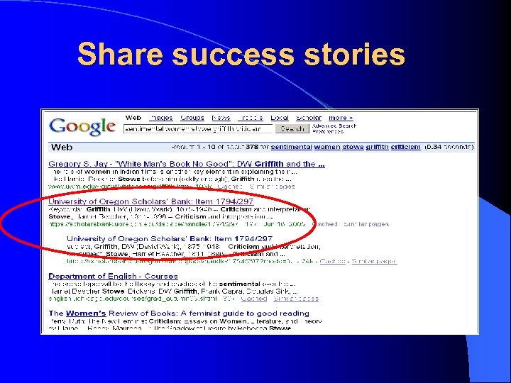 Share success stories 