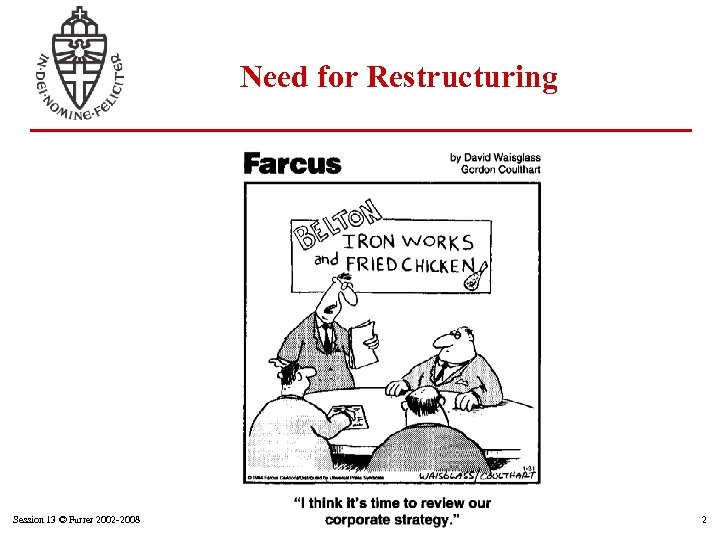 Need for Restructuring Session 13 © Furrer 2002 -2008 2 