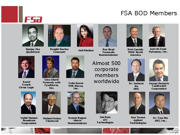 FSA BOD Members Sanjay Jha Qualcomm David French Cirrus Logic Vahid Manian Broadcom Corporation