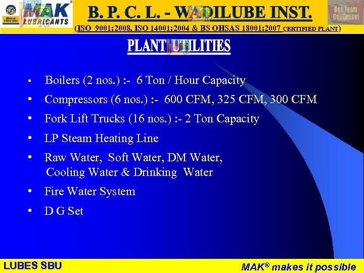 LUBES SBU - WR (ISO 9001: 2008, ISO 14001: 2004 & BS OHSAS 18001: