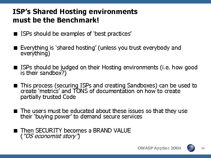 ISP’s Shared Hosting environments must be the Benchmark! < ISPs should be examples of