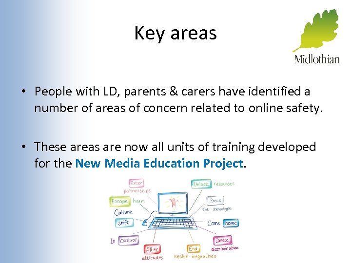 Key areas • People with LD, parents & carers have identified a number of