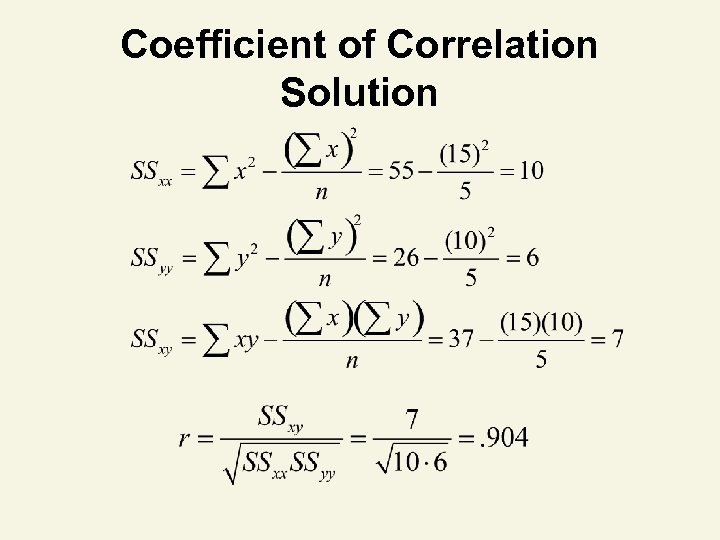 Coefficient of Correlation Solution 