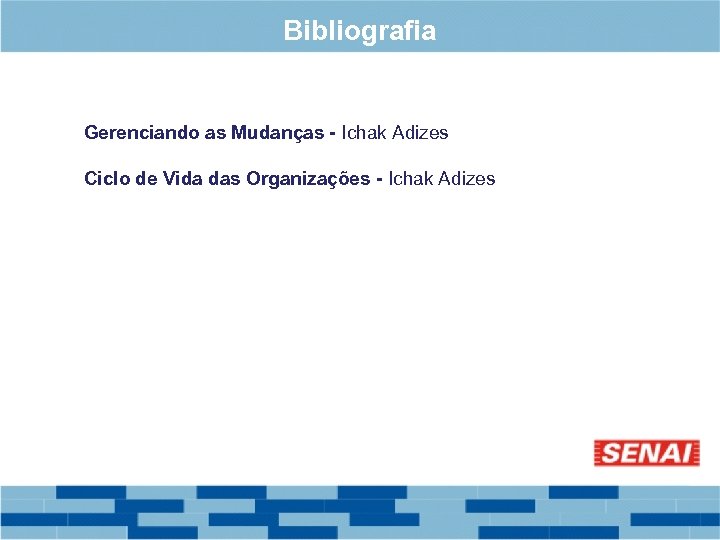 Bibliografia Gerenciando as Mudanças - Ichak Adizes Ciclo de Vida das Organizações - Ichak