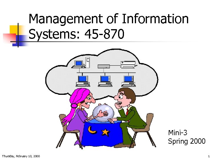 Management of Information Systems: 45 -870 Mini-3 Spring 2000 Thursday, February 10, 2000 1