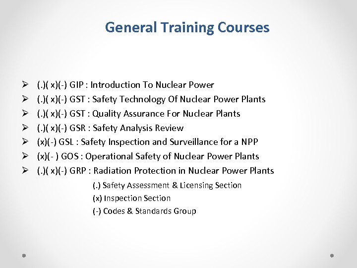 General Training Courses Ø Ø Ø Ø (. )( x)(-) GIP : Introduction To