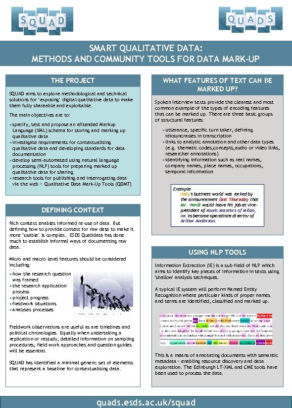 SMART QUALITATIVE DATA: METHODS AND COMMUNITY TOOLS FOR DATA MARK-UP THE PROJECT SQUAD aims