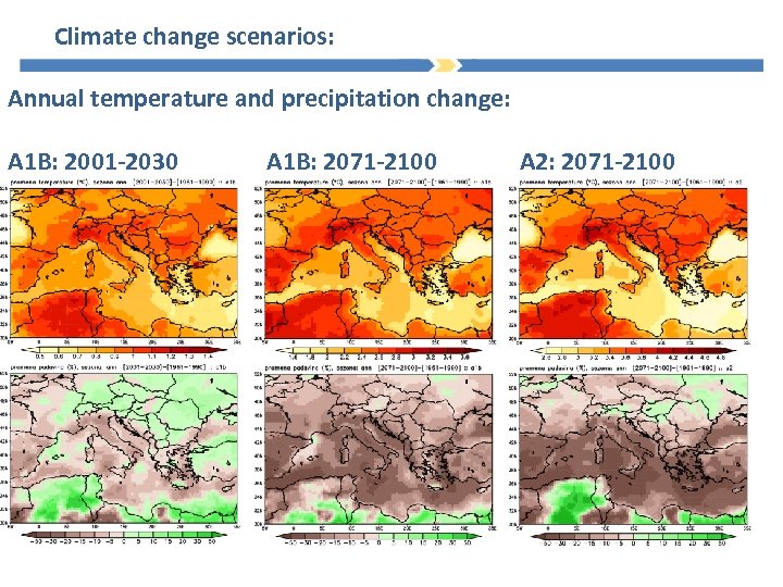 Climate change scenarios: Annual temperature and precipitation change: A 1 B: 2001 -2030 A