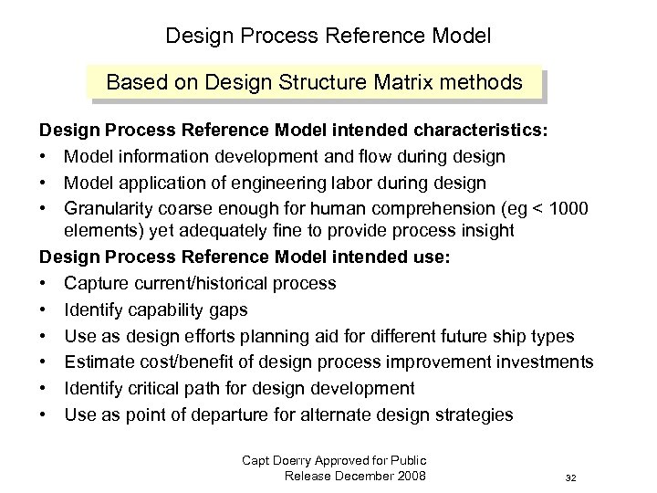 Design Process Reference Model Based on Design Structure Matrix methods Design Process Reference Model
