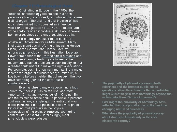 (Chapter 11) Phrenological Head Originating in Europe in the 1790 s, the 