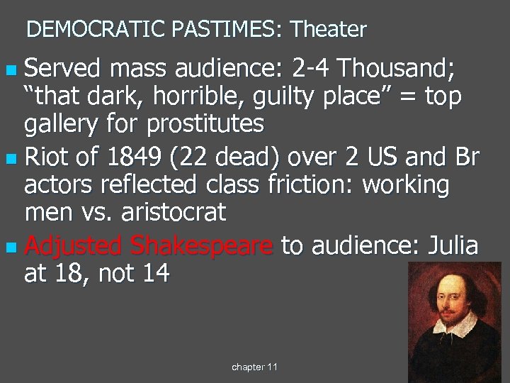 DEMOCRATIC PASTIMES: Theater Served mass audience: 2 -4 Thousand; “that dark, horrible, guilty place”