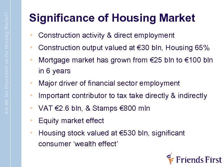 Significance of Housing Market • Construction activity & direct employment • Construction output valued