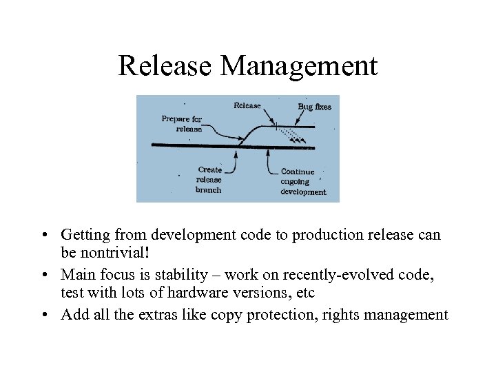 Release Management • Getting from development code to production release can be nontrivial! •
