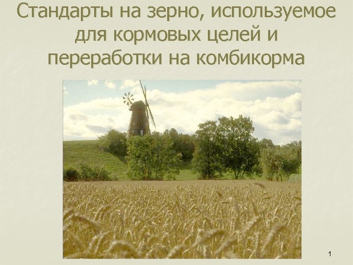 Стандарты на зерно, используемое для кормовых целей и переработки на комбикорма 1 