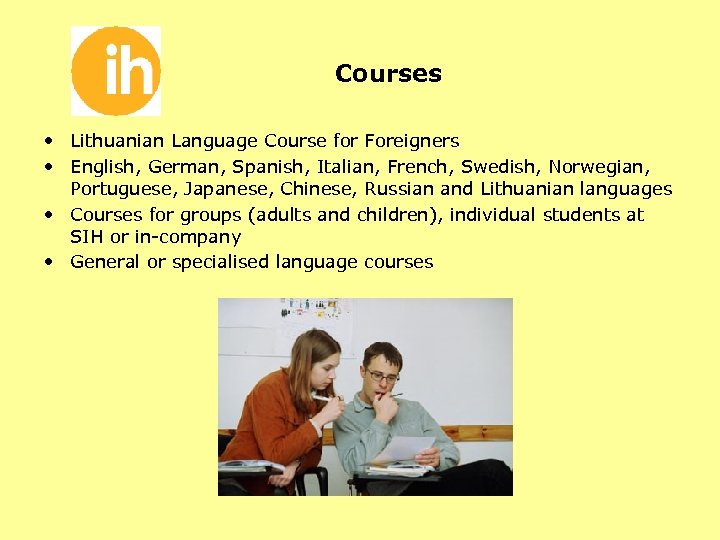 Courses • Lithuanian Language Course for Foreigners • English, German, Spanish, Italian, French, Swedish,