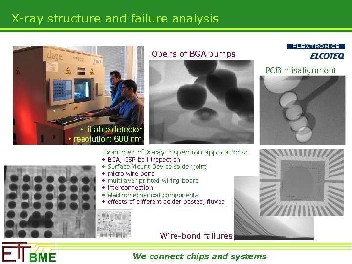 X-ray structure and failure analysis Opens of BGA bumps PCB misalignment • tiltable detector