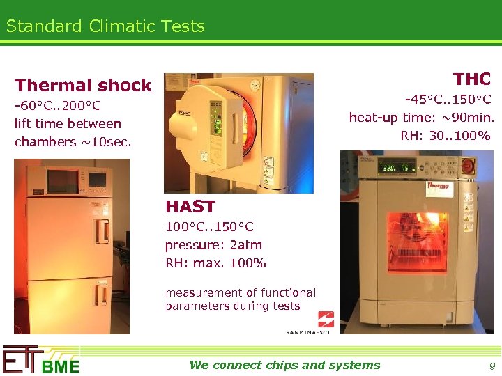 Standard Climatic Tests THC Thermal shock -45°C. . 150°C heat-up time: ~90 min. RH:
