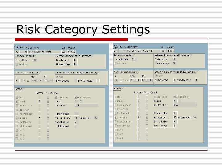 Risk Category Settings 