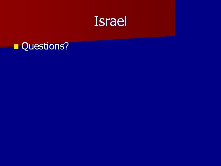 Israel n Questions? 