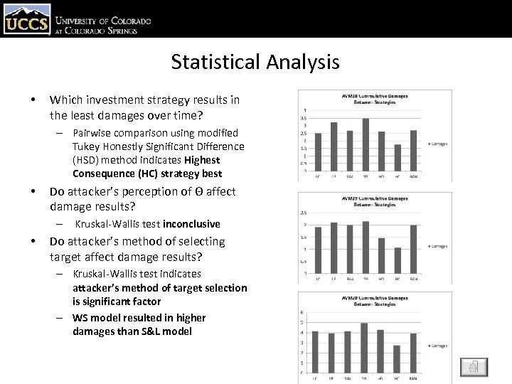 Statistical Analysis • Which investment strategy results in the least damages over time? –
