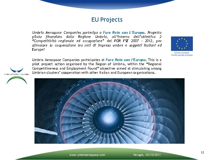 EU Projects Umbria Aerospace Companies partecipa a Fare Rete con L’Europa. Progetto pilota finanziato