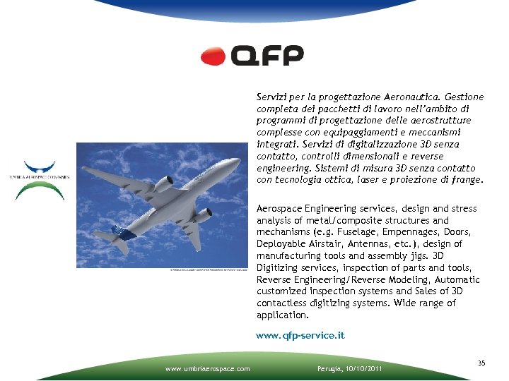 Servizi per la progettazione Aeronautica. Gestione completa dei pacchetti di lavoro nell’ambito di programmi