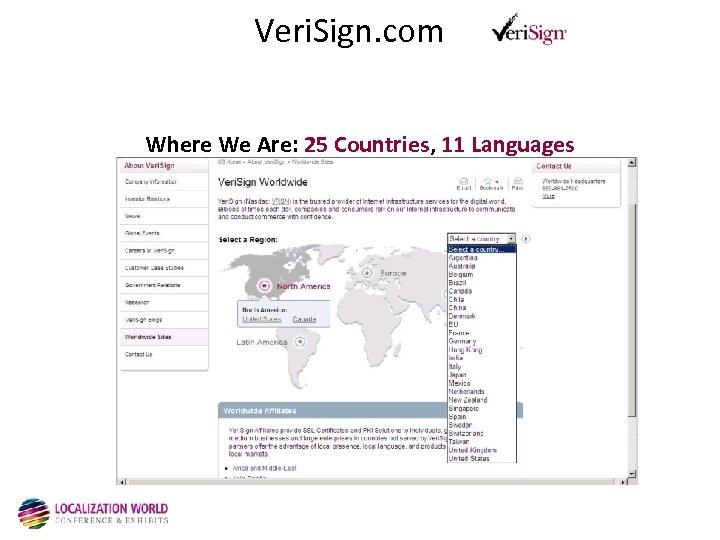 Veri. Sign. com Where We Are: 25 Countries, 11 Languages 