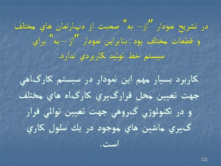  ﺩﺭ ﺗﺸﺮﻳﺢ ﻧﻤﻮﺩﺍﺭ ”ﺍﺯ– ﺑﻪ” ﺻﺤﺒﺖ ﺍﺯ ﺩپﺎﺭﺗﻤﺎﻥ ﻫﺎﻱ ﻣﺨﺘﻠﻒ ﻭ ﻗﻄﻌﺎﺕ ﻣﺨﺘﻠﻒ