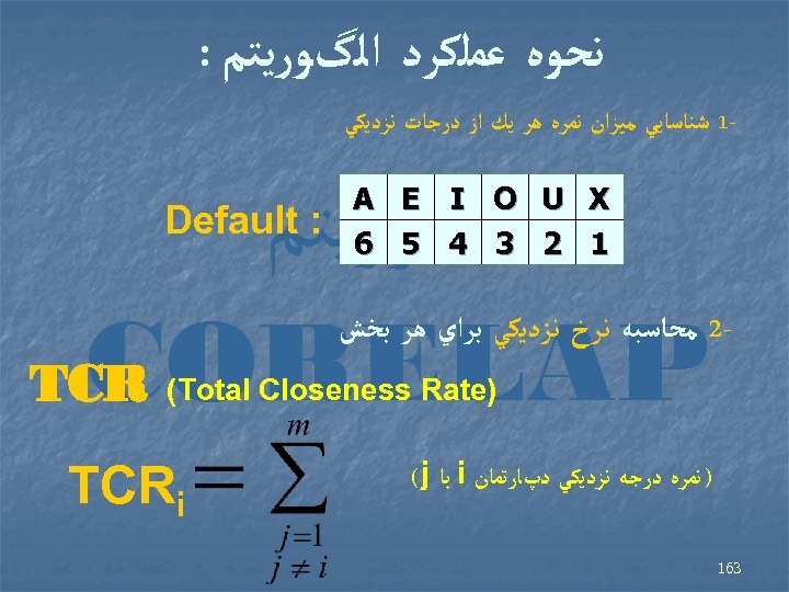  ﻧﺤﻮﻩ ﻋﻤﻠﻜﺮﺩ ﺍﻟگﻮﺭﻳﺘﻢ : -1 ﺷﻨﺎﺳﺎﻳﻲ ﻣﻴﺰﺍﻥ ﻧﻤﺮﻩ ﻫﺮ ﻳﻚ ﺍﺯ ﺩﺭﺟﺎﺕ ﻧﺰﺩﻳﻜﻲ